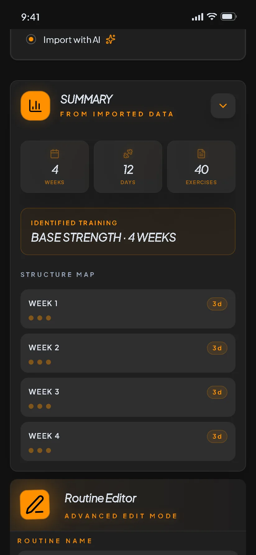 Real app screen: programs (sample data)