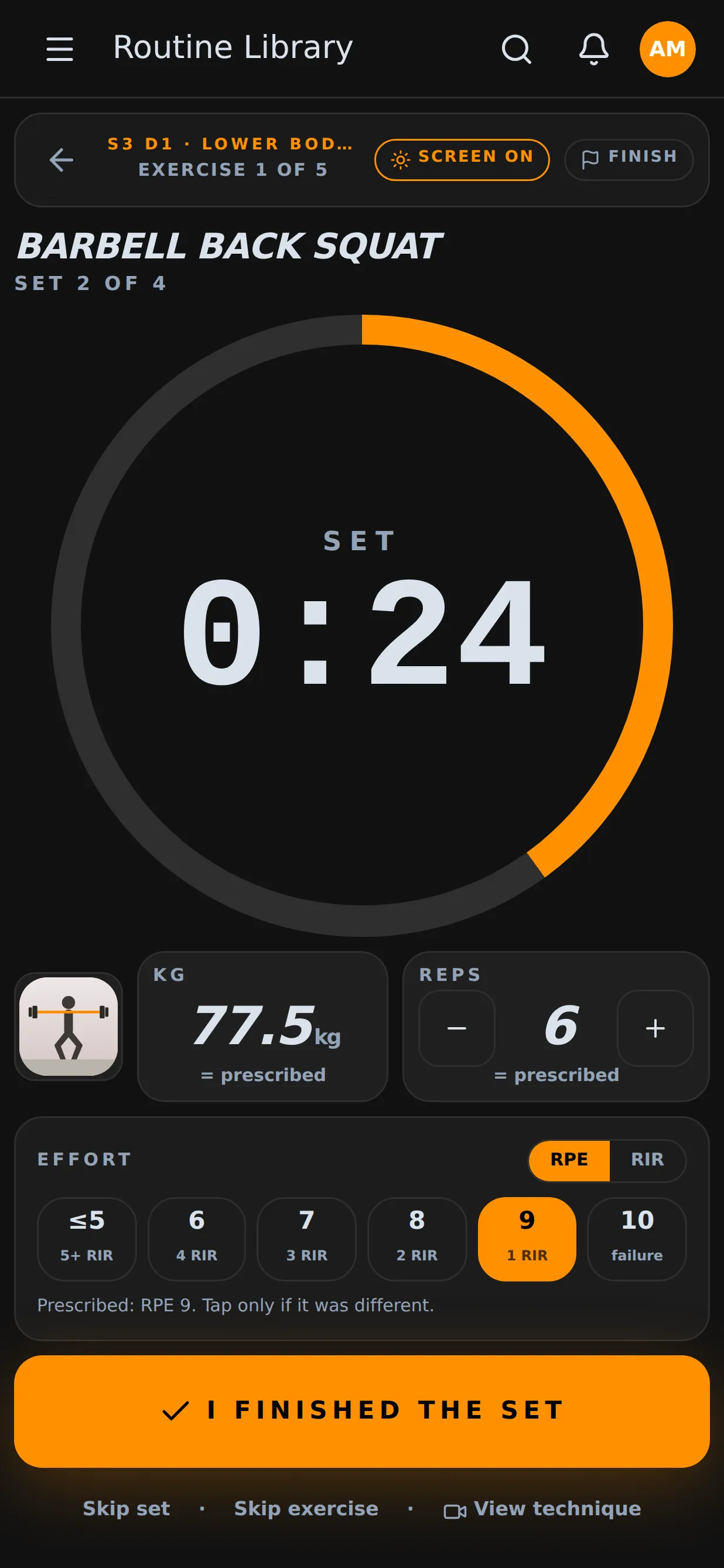 Screenshot of Client app in Fitness Training Xperience